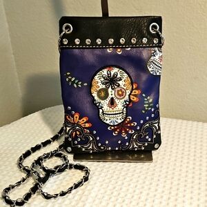 Embroidered Skull Crossbody Bag